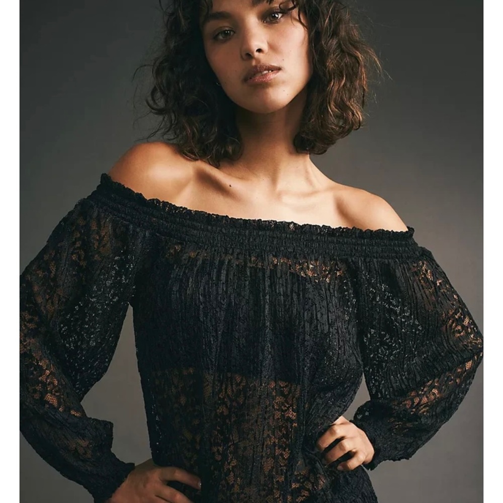 FREE PEOPLE Carina Meadow Black Lace Mini Dress & Lace Bandeau Bra NWOT - Picture 5 of 6